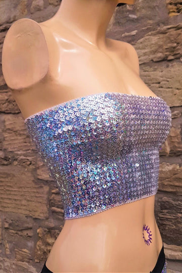 Silver Disco Sequin Boob Tube | SHRINE CLOTHING - SHRINE